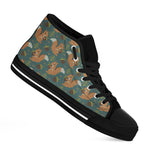 Squirrel Knitted Pattern Print Black High Top Shoes