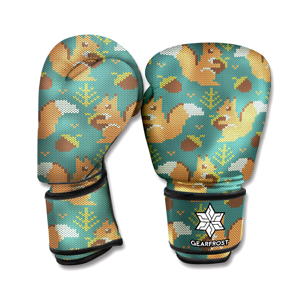 Squirrel Knitted Pattern Print Boxing Gloves