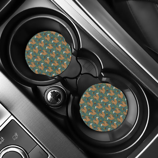 Squirrel Knitted Pattern Print Car Coasters