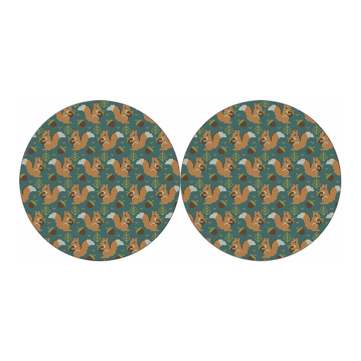 Squirrel Knitted Pattern Print Car Coasters