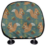 Squirrel Knitted Pattern Print Car Headrest Covers