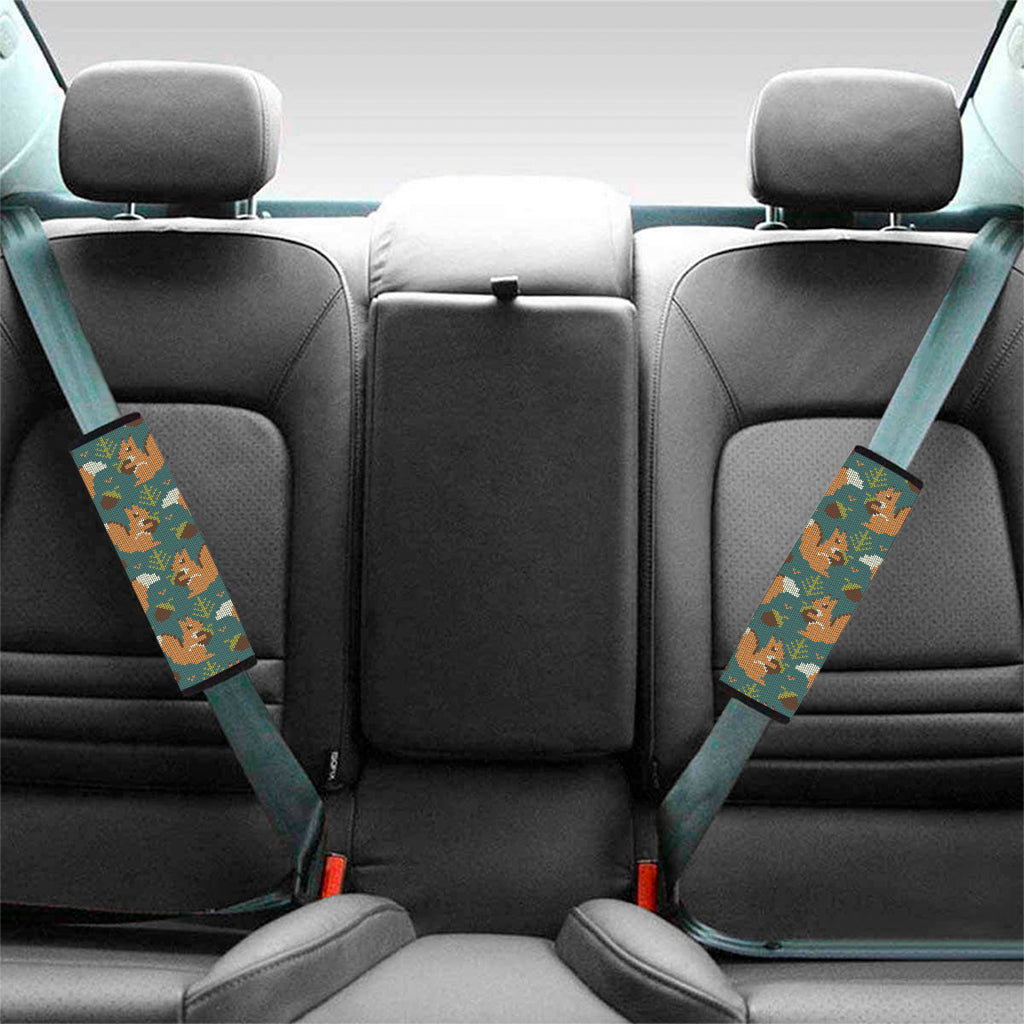 Squirrel Knitted Pattern Print Car Seat Belt Covers
