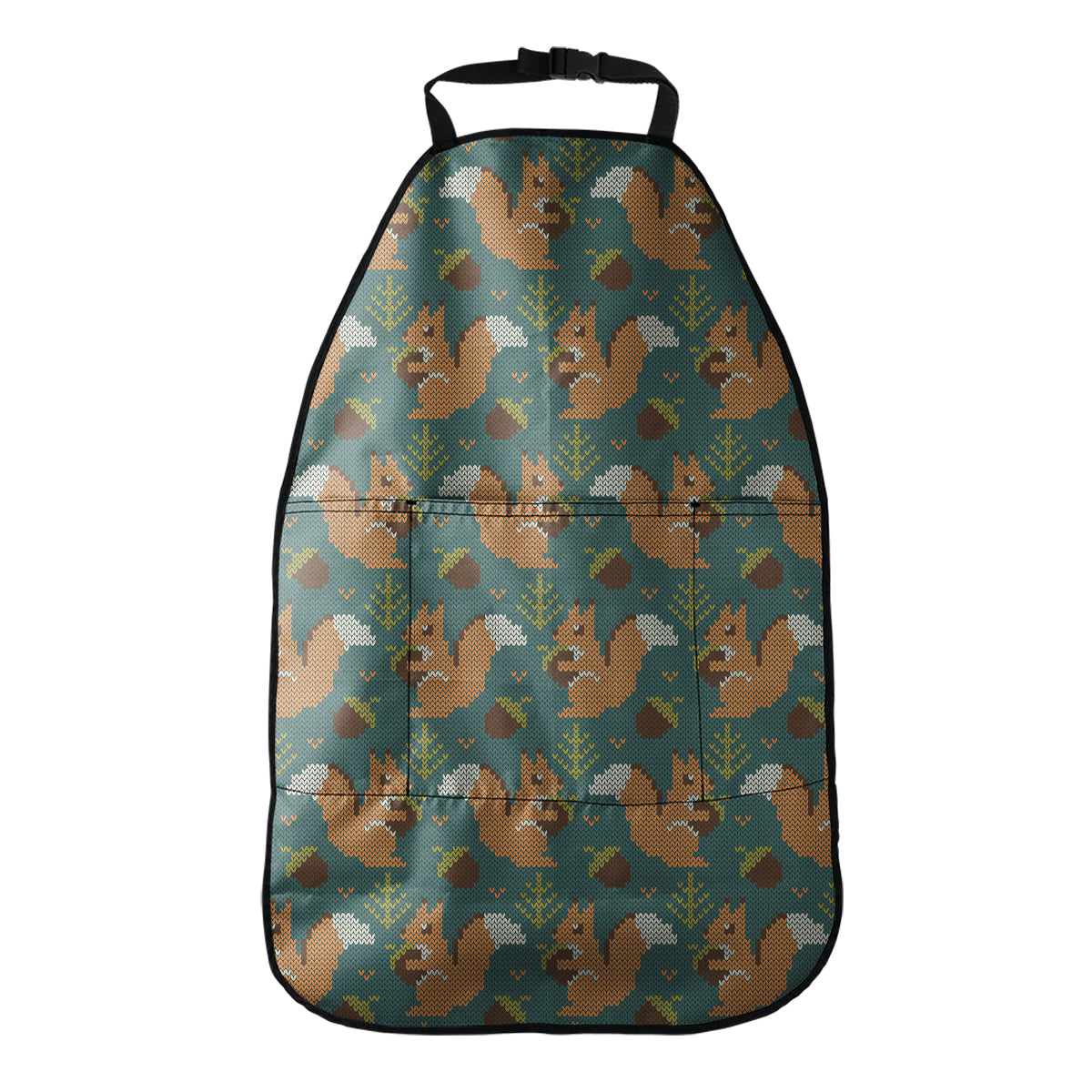 Squirrel Knitted Pattern Print Car Seat Organizers