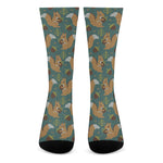 Squirrel Knitted Pattern Print Crew Socks