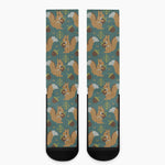 Squirrel Knitted Pattern Print Crew Socks