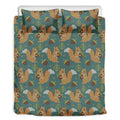 Squirrel Knitted Pattern Print Duvet Cover Bedding Set
