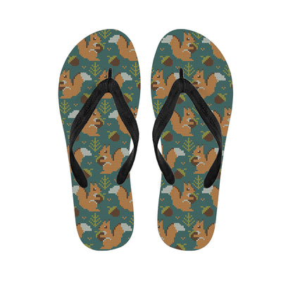 Squirrel Knitted Pattern Print Flip Flops