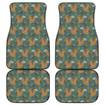 Squirrel Knitted Pattern Print Front and Back Car Floor Mats
