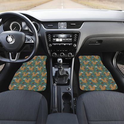 Squirrel Knitted Pattern Print Front and Back Car Floor Mats