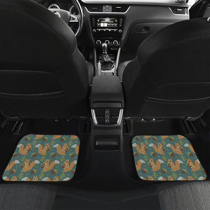 Squirrel Knitted Pattern Print Front and Back Car Floor Mats
