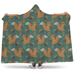 Squirrel Knitted Pattern Print Hooded Blanket