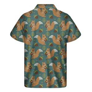 Squirrel Knitted Pattern Print Men's Short Sleeve Shirt