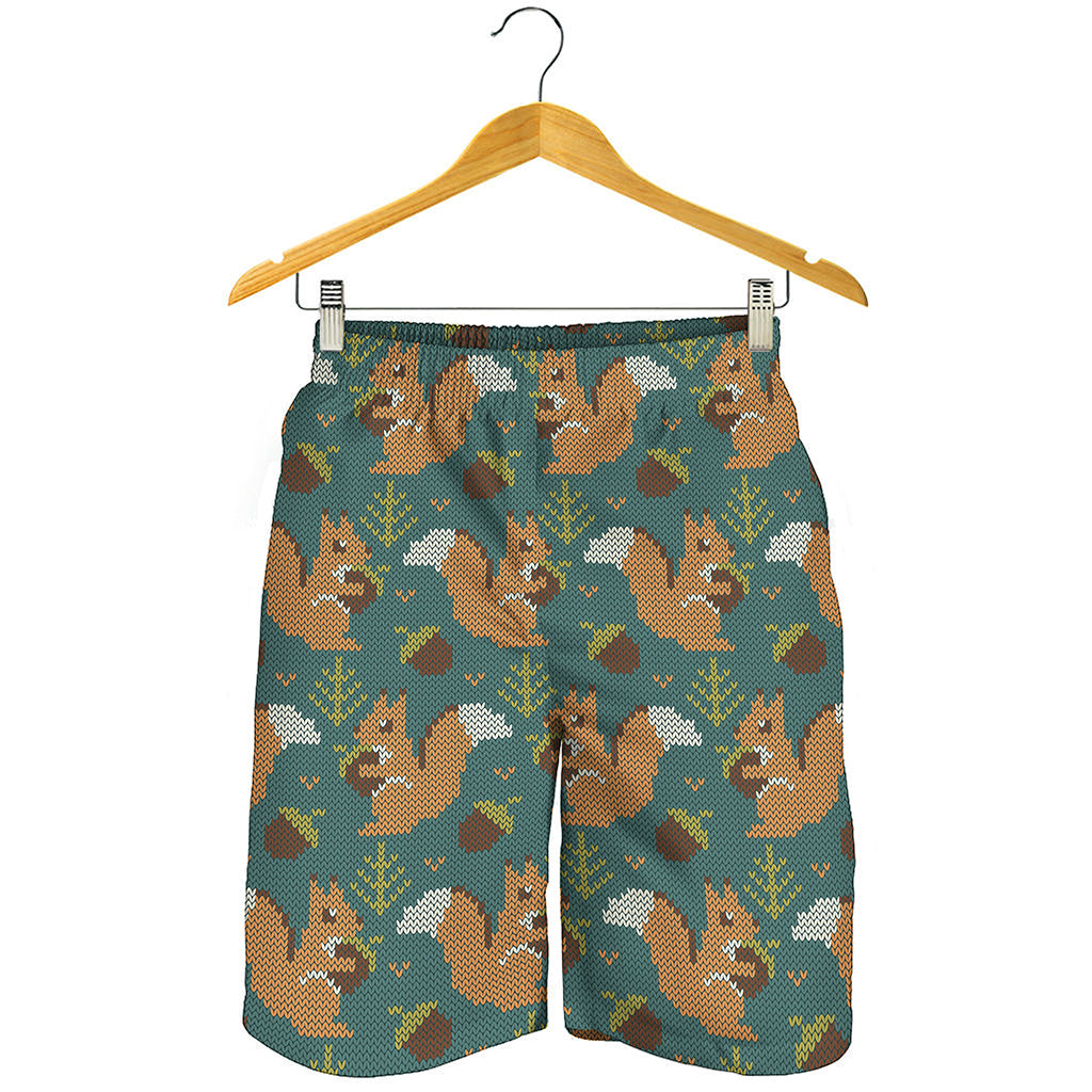 Squirrel Knitted Pattern Print Men's Shorts