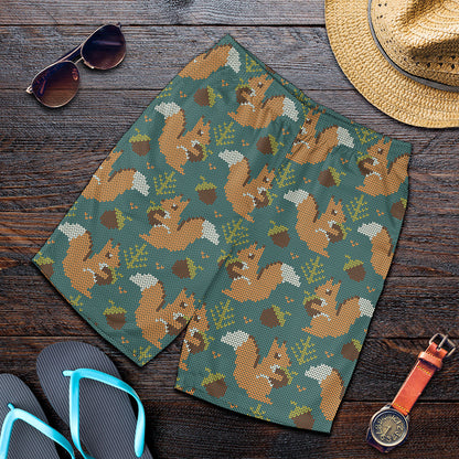 Squirrel Knitted Pattern Print Men's Shorts