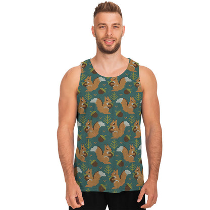 Squirrel Knitted Pattern Print Men's Tank Top