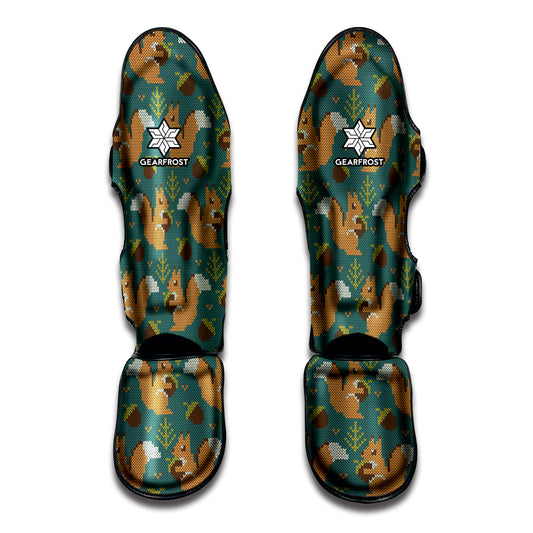 Squirrel Knitted Pattern Print Muay Thai Shin Guard
