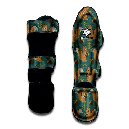 Squirrel Knitted Pattern Print Muay Thai Shin Guard