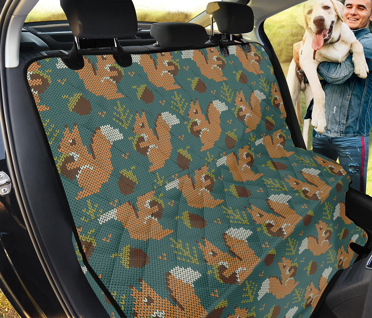 Squirrel Knitted Pattern Print Pet Car Back Seat Cover