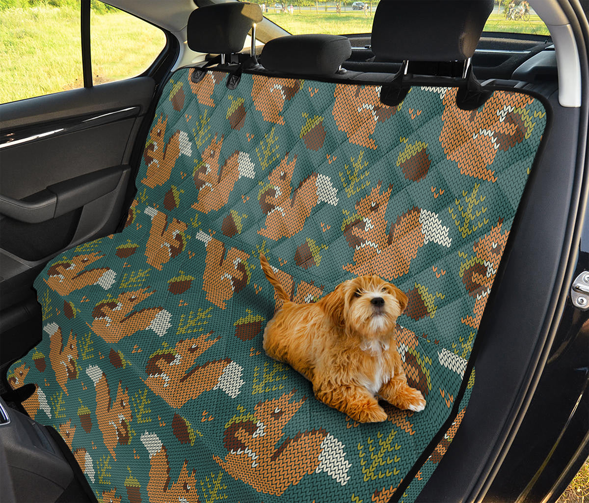 Squirrel Knitted Pattern Print Pet Car Back Seat Cover