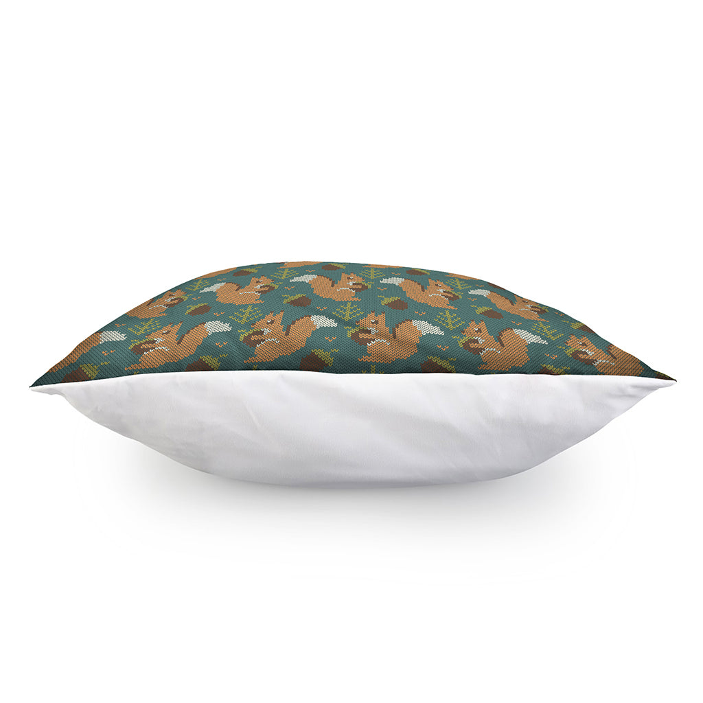 Squirrel Knitted Pattern Print Pillow Cover