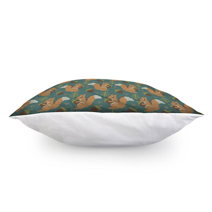 Squirrel Knitted Pattern Print Pillow Cover
