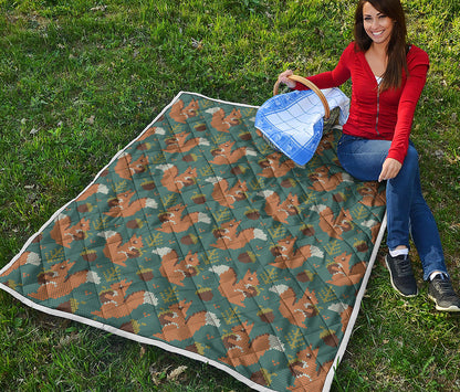 Squirrel Knitted Pattern Print Quilt