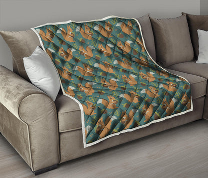 Squirrel Knitted Pattern Print Quilt