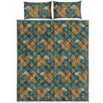 Squirrel Knitted Pattern Print Quilt Bed Set