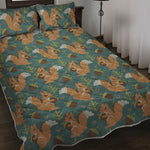 Squirrel Knitted Pattern Print Quilt Bed Set