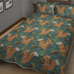 Squirrel Knitted Pattern Print Quilt Bed Set