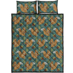 Squirrel Knitted Pattern Print Quilt Bed Set