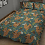 Squirrel Knitted Pattern Print Quilt Bed Set