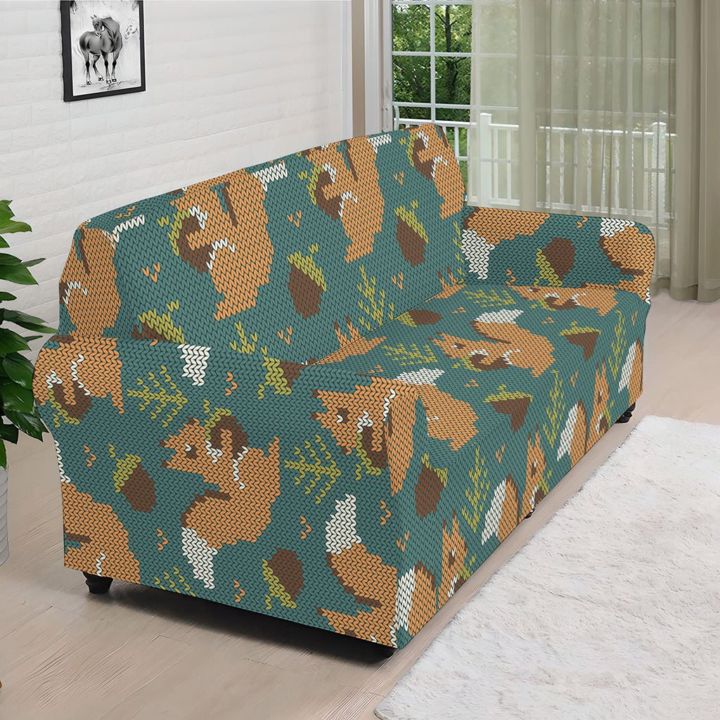 Squirrel Knitted Pattern Print Sofa Cover