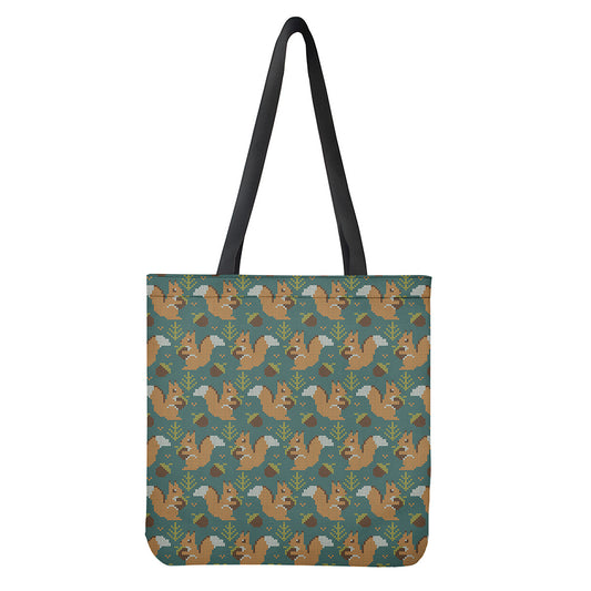 Squirrel Knitted Pattern Print Tote Bag