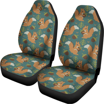 Squirrel Knitted Pattern Print Universal Fit Car Seat Covers