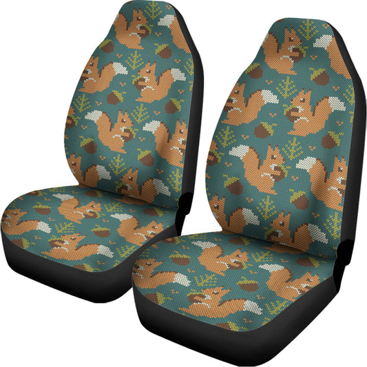 Squirrel Knitted Pattern Print Universal Fit Car Seat Covers