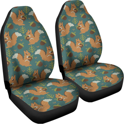 Squirrel Knitted Pattern Print Universal Fit Car Seat Covers