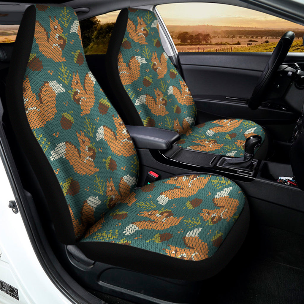 Squirrel Knitted Pattern Print Universal Fit Car Seat Covers