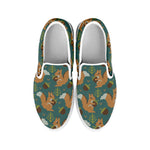 Squirrel Knitted Pattern Print White Slip On Shoes