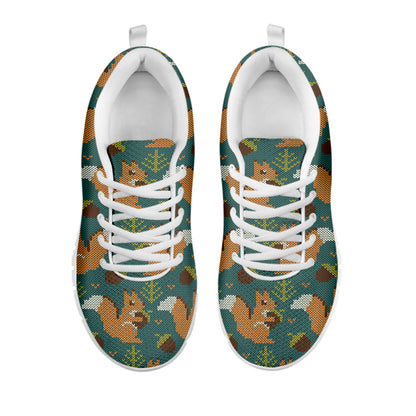 Squirrel Knitted Pattern Print White Sneakers