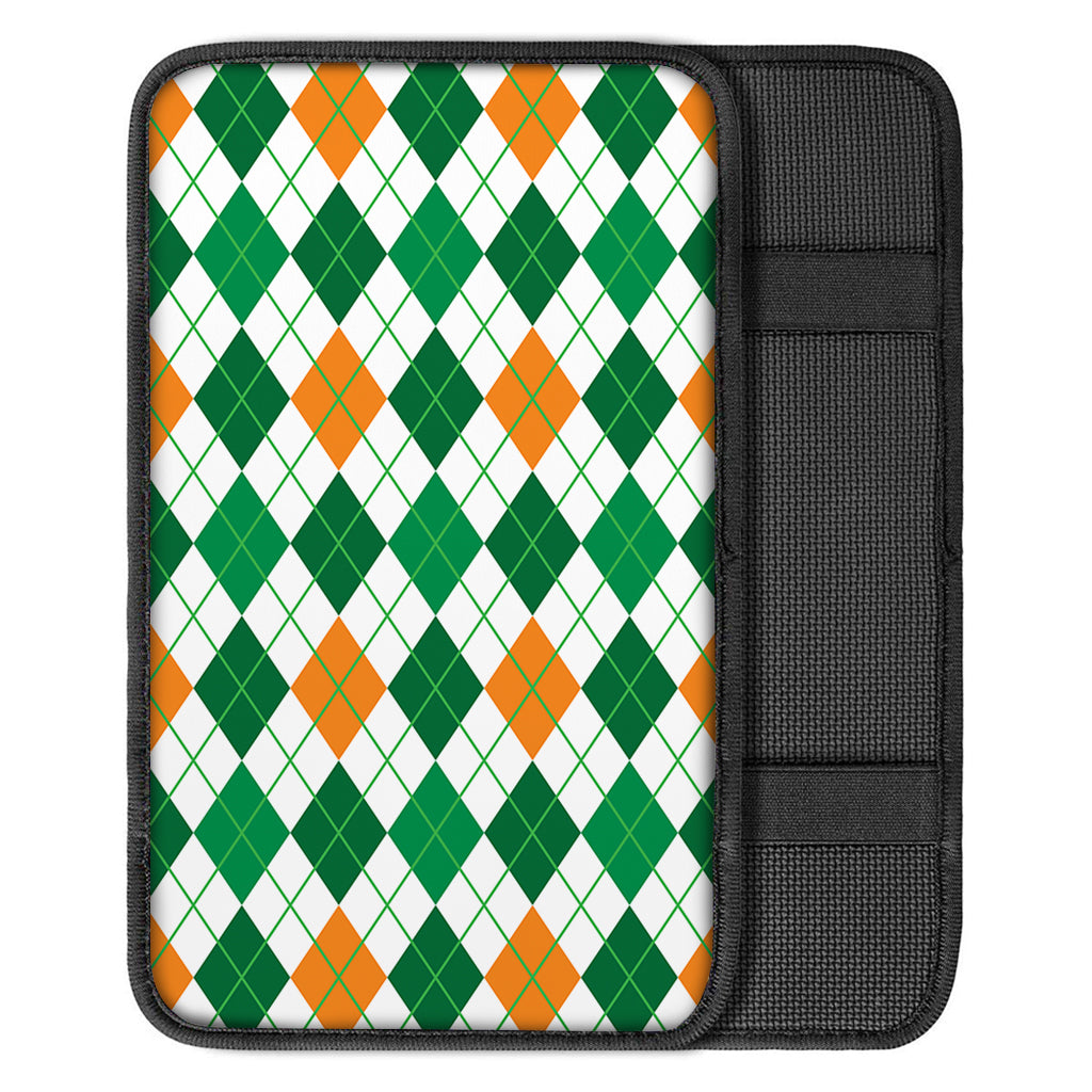St Patrick's Day Argyle Pattern Print Car Center Console Cover