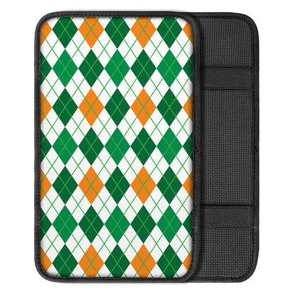 St Patrick's Day Argyle Pattern Print Car Center Console Cover
