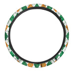 St Patrick's Day Argyle Pattern Print Car Steering Wheel Cover