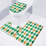 St Patrick's Day Argyle Pattern Print 3 Piece Bath Mat Set