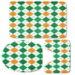 St Patrick's Day Argyle Pattern Print 3 Piece Bath Mat Set