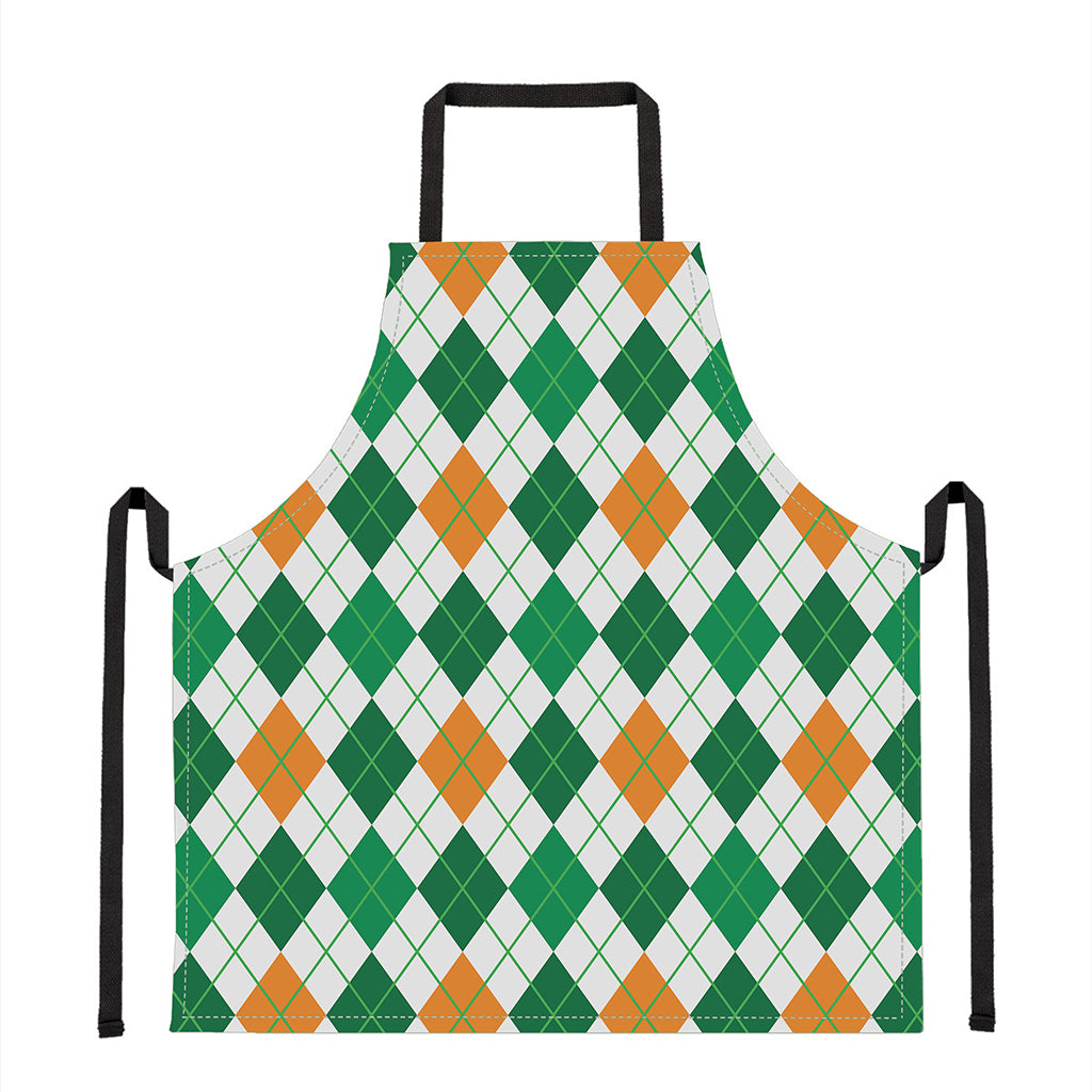 St Patrick's Day Argyle Pattern Print Apron