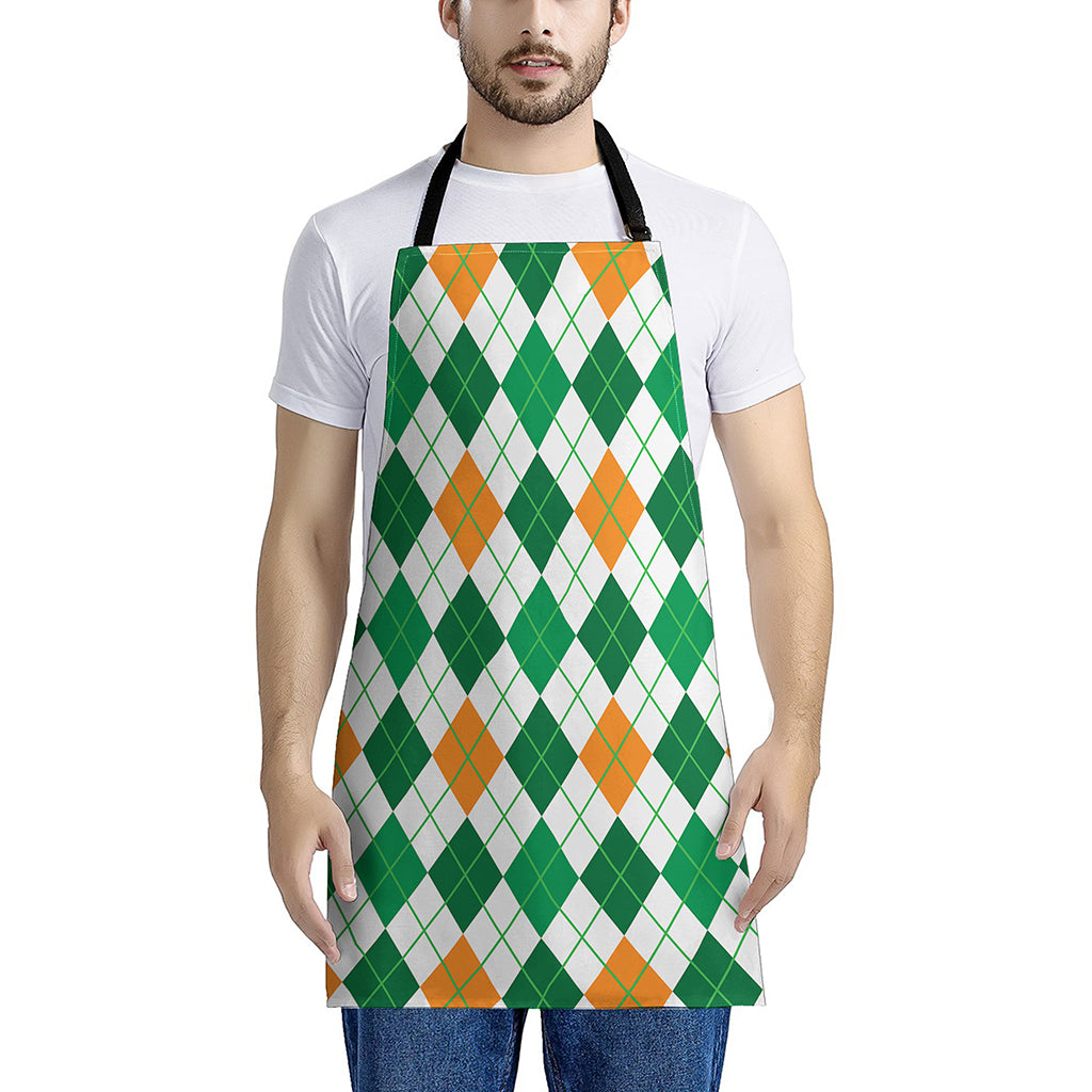 St Patrick's Day Argyle Pattern Print Apron