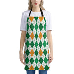 St Patrick's Day Argyle Pattern Print Apron