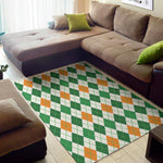 St Patrick's Day Argyle Pattern Print Area Rug