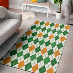 St Patrick's Day Argyle Pattern Print Area Rug